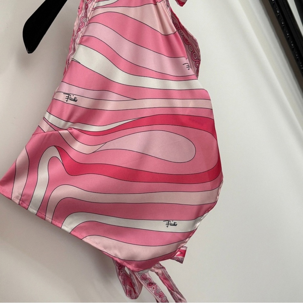 Emilio Pucci Pink Halter-Neck Backless Tank Top Y2K Resort - Picture 5 of 8